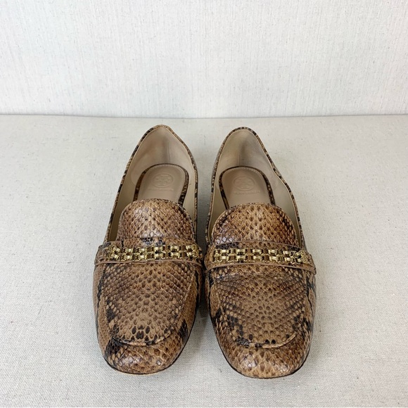 Tory Burch~Women’s “Roccia” Python Gemini‎ Link Leather Loafers/Flats~Sz 10.5 - Picture 1 of 13